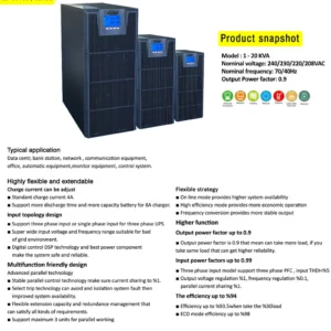 یو پی اس آنلاین فرکانس بالا ۱ تا ۲۰ کاوا ، Online UPS 1kva to 20kva